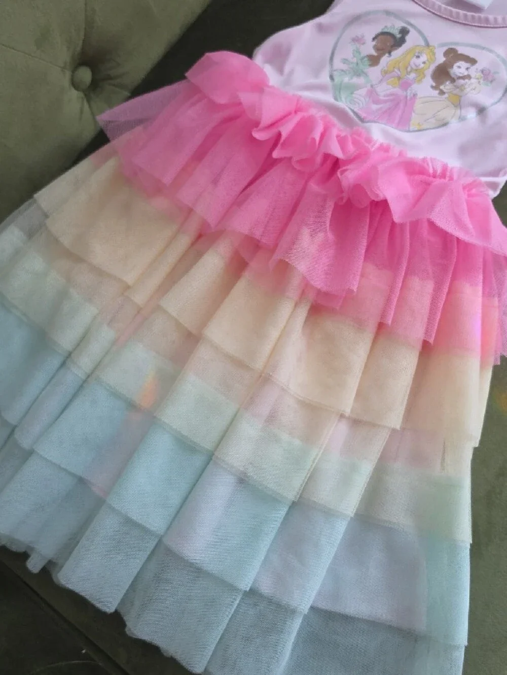 Disney Pink Rainbow Tulle Princess Dress